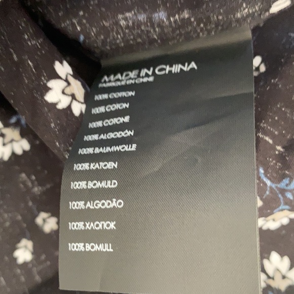 NWOT Club Monaco Men’s Slim Fit Black Floral Print Buttoned Dress Shirt. Size M. - Picture 6 of 7